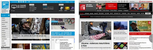 Capture d’écran site web de France24 et de RFI 